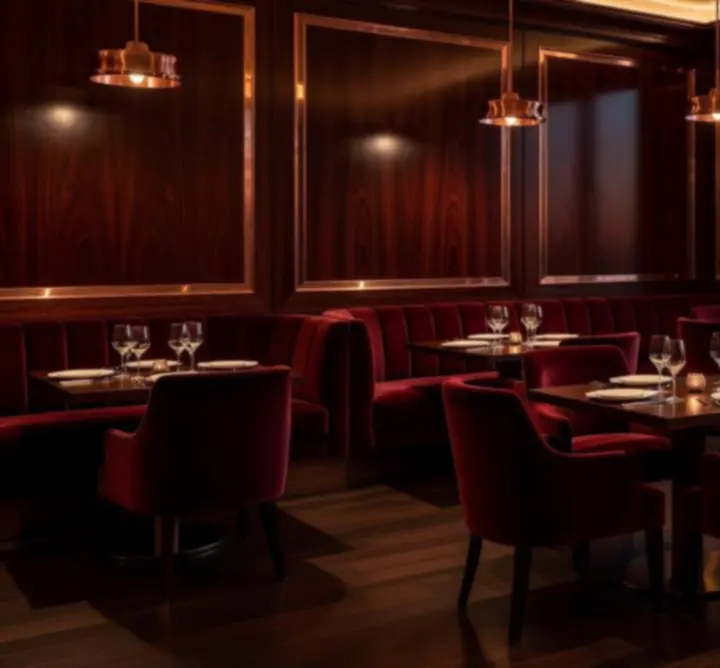 Eleganckie wnętrze restauracji Krago Vibe z nastrojowym światłem